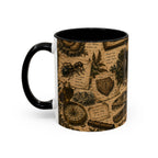 Vintage Natural History Coffee Mug — Botanical & Fossil Illustration Accent Mug