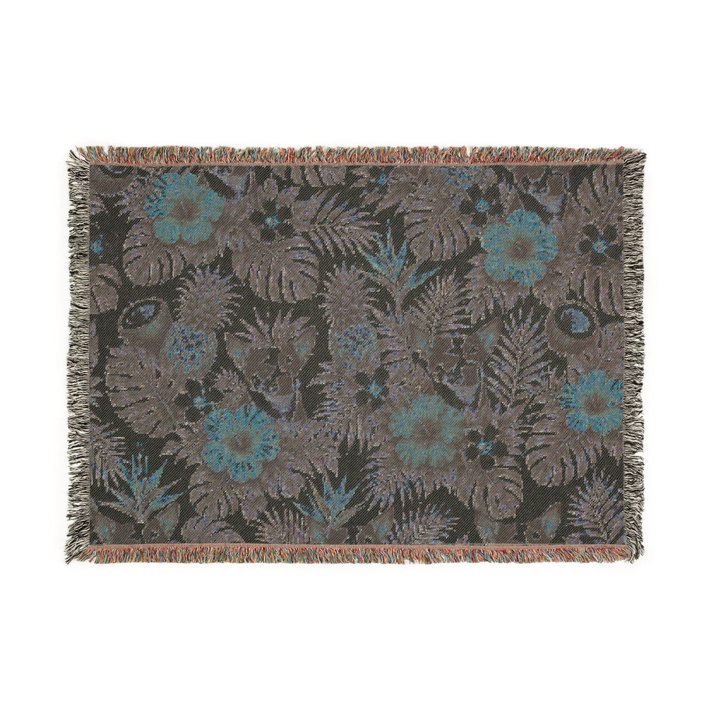 Tropical Floral Woven Blanket — Kiwi, Pineapple, Coconut & Hibiscus Throw