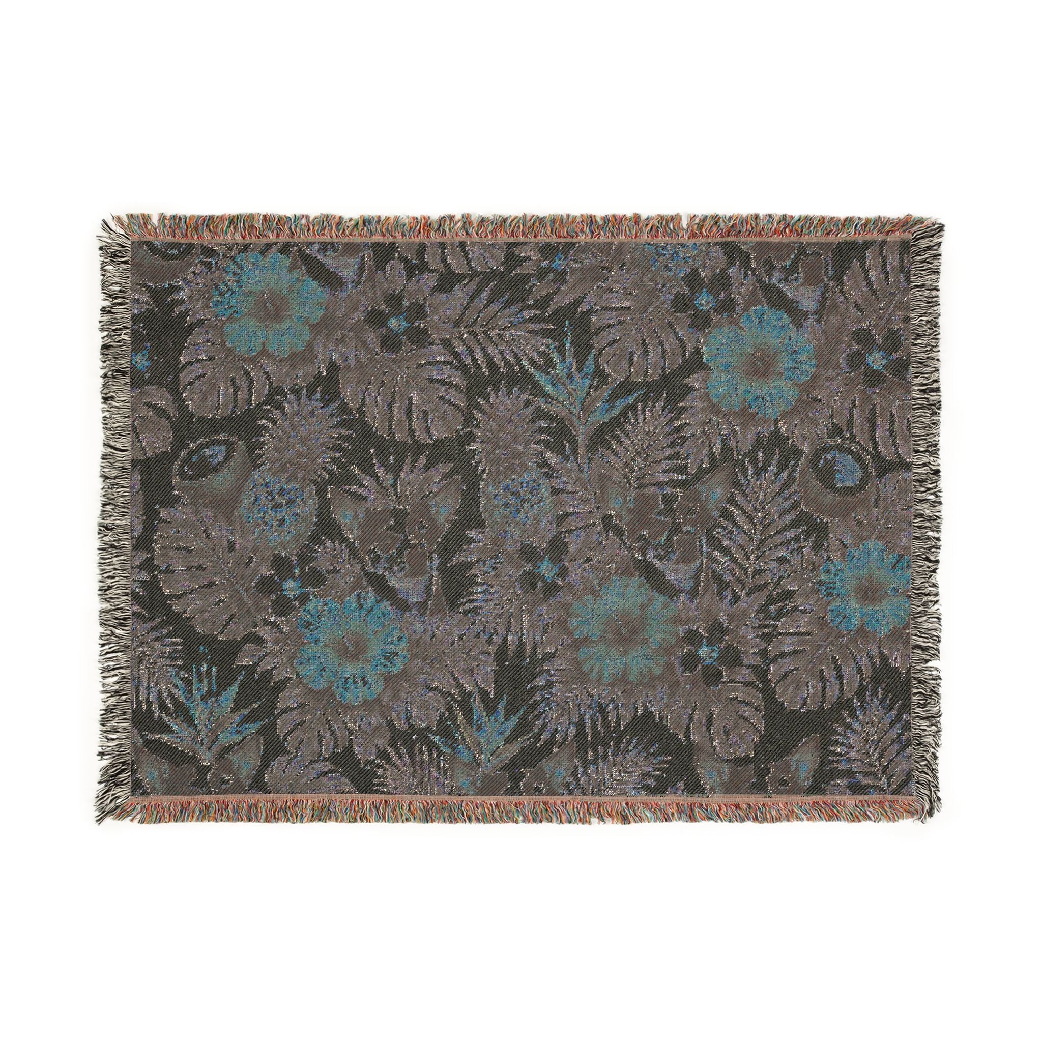 Tropical Floral Woven Blanket — Kiwi, Pineapple, Coconut & Hibiscus Throw
