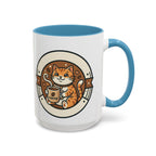Cat Coffee Mug — Cute Orange Kitty Holding ‘Coffee’ Accent Ceramic Mug (11/15 oz)