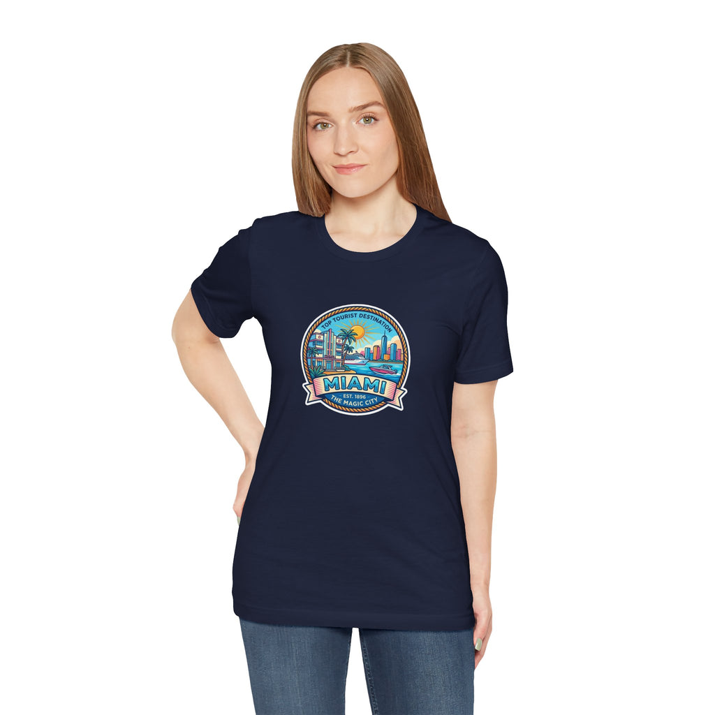 Miami Beach Vintage Logo Tee — Miami Skyline Sunset T‑Shirt