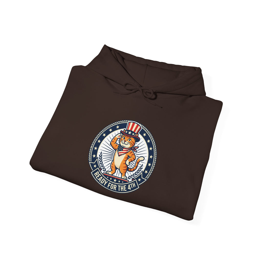 Patriotic Cat Hoodie — "Ready for the Stars" Graphic Pullover