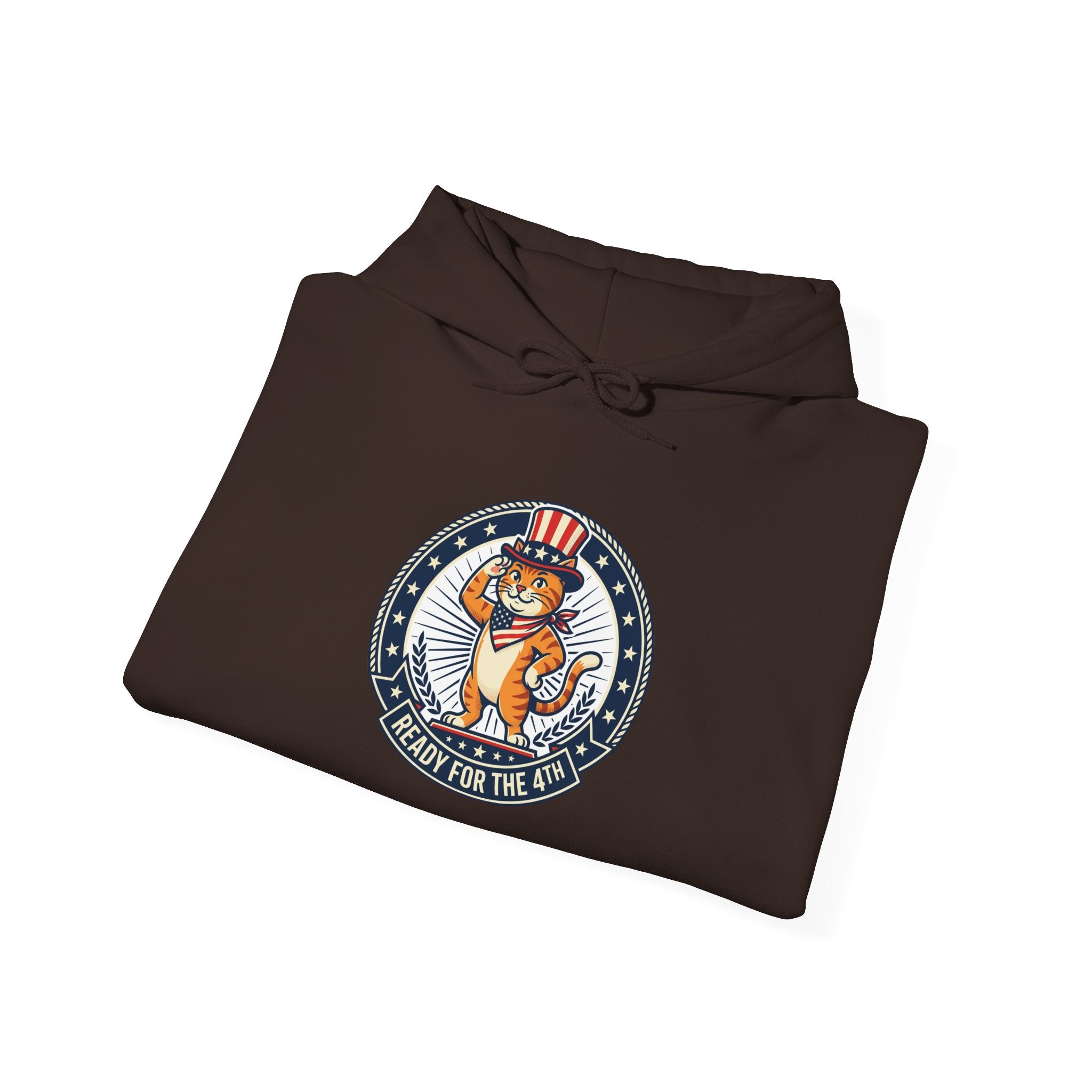 Patriotic Cat Hoodie — "Ready for the Stars" Graphic Pullover