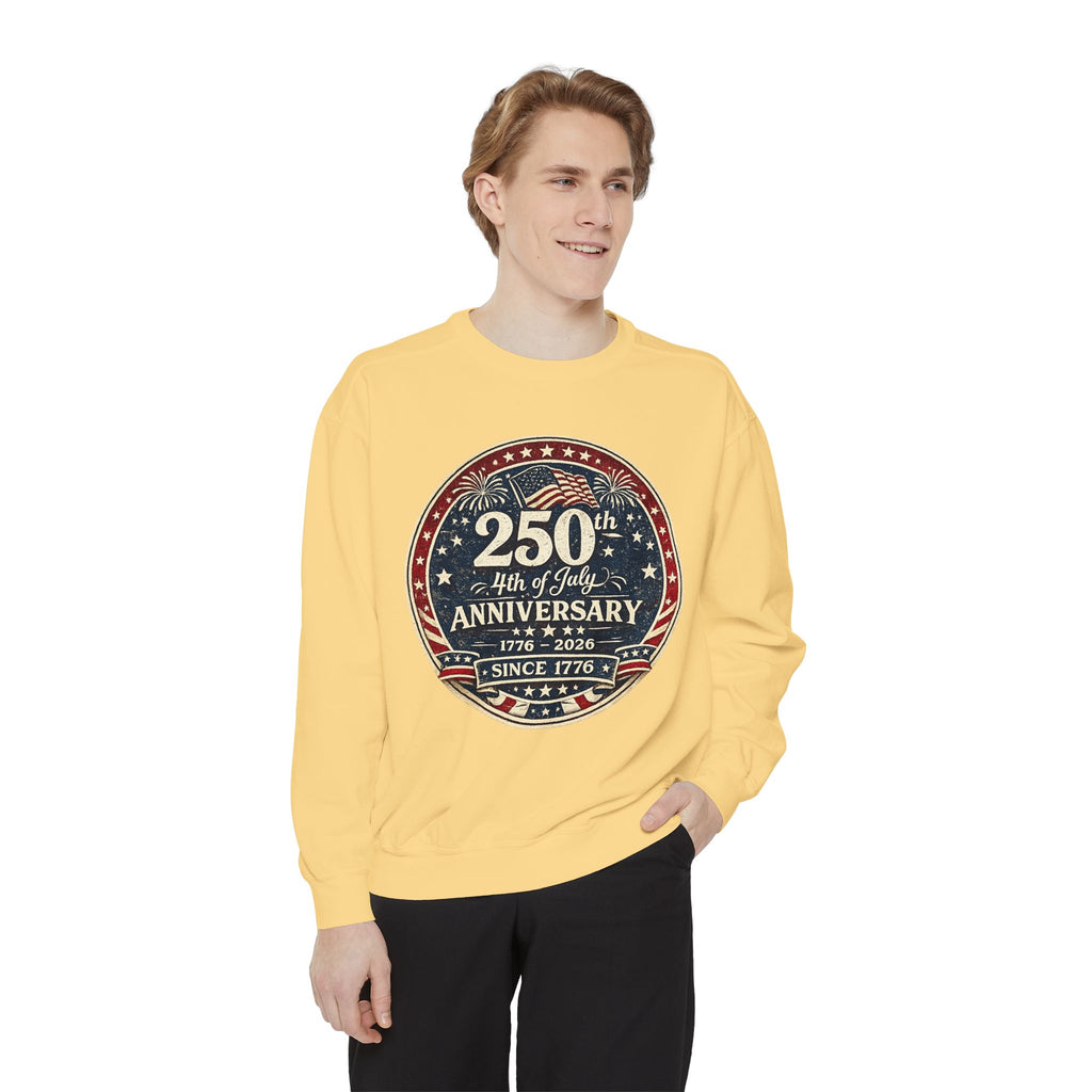 250th 4th of July Anniversary Sweatshirt — Patriotic Independence Day Crewneck