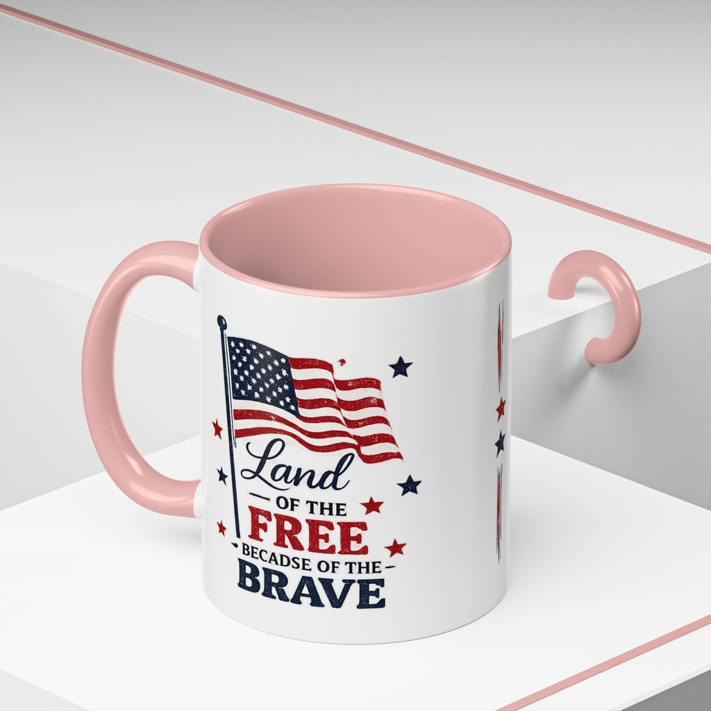Patriotic Coffee Mug — "Land of the Free Because of the Brave" Accent Mug