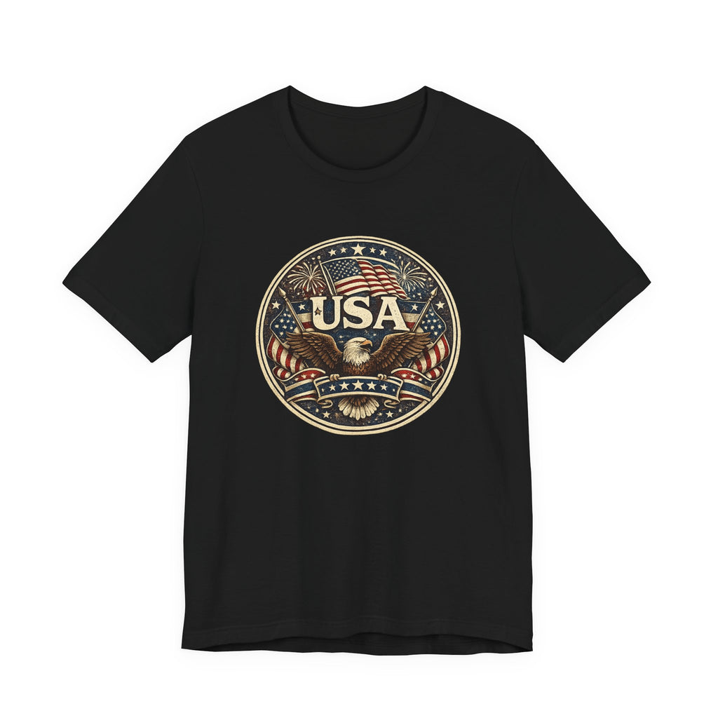 USA Eagle Vintage Patriotic T-Shirt — American Flag Graphic Tee