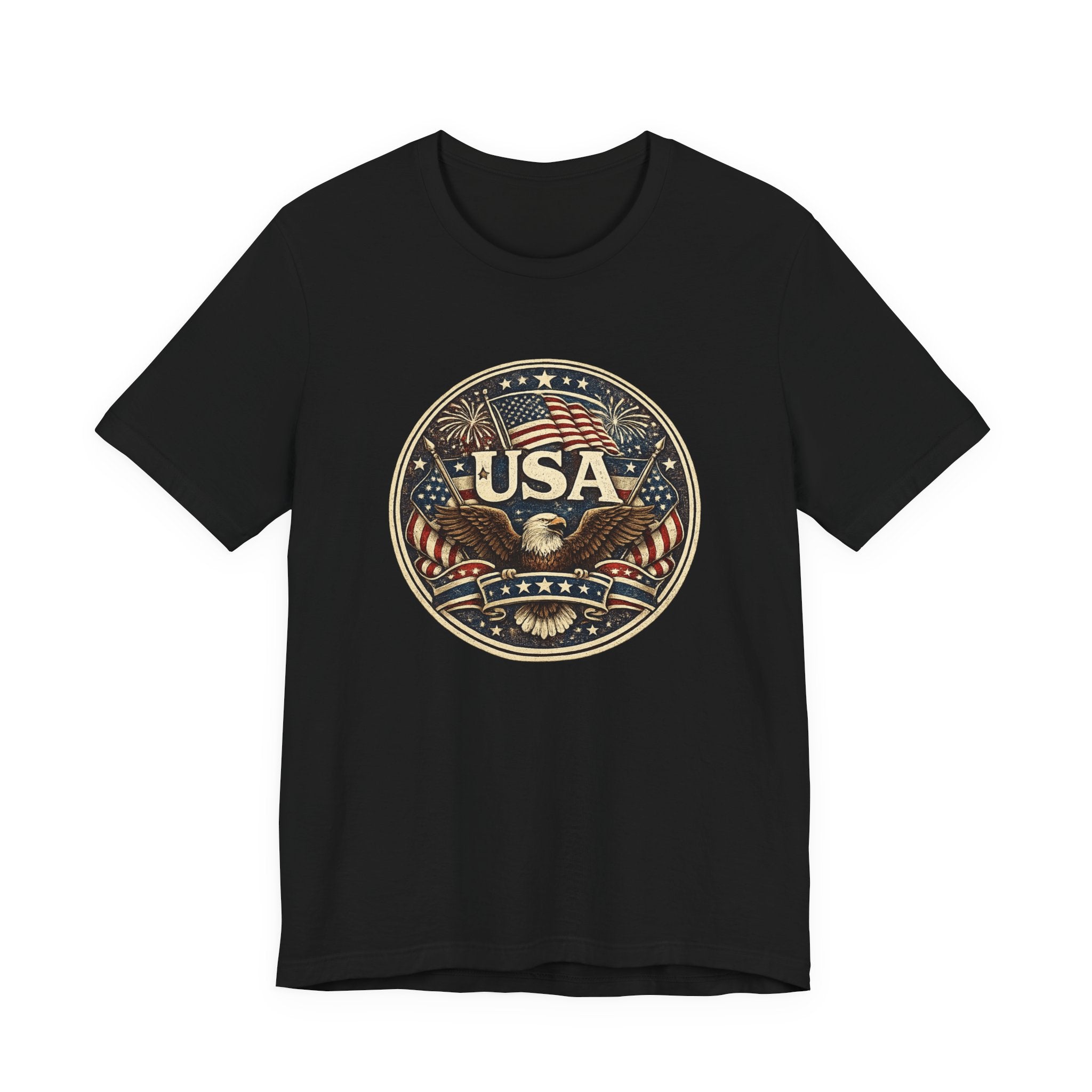 USA Eagle Vintage Patriotic T-Shirt — American Flag Graphic Tee