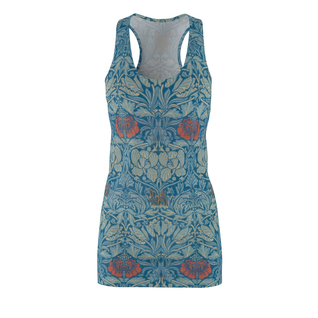 Floral Blue Racerback Dress – Vintage Inspired All-Over Print
