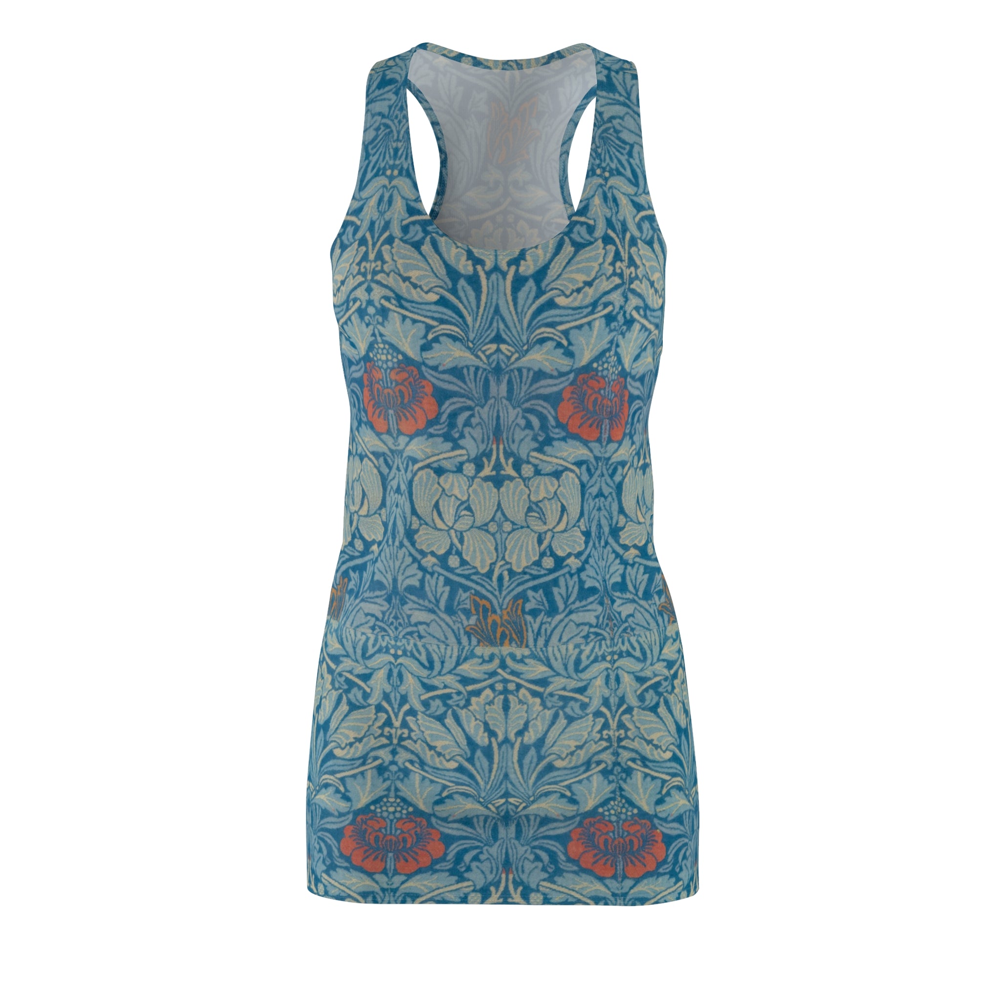 Floral Blue Racerback Dress – Vintage Inspired All-Over Print