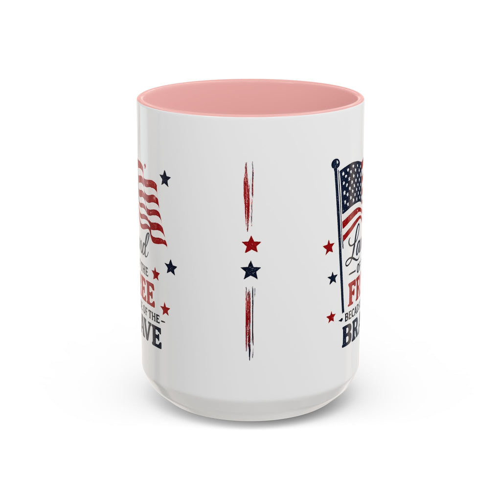 Patriotic Coffee Mug — "Land of the Free Because of the Brave" Accent Mug