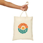 Summer Vibes Tote Bag – Retro Sun Graphic Cotton Canvas Tote