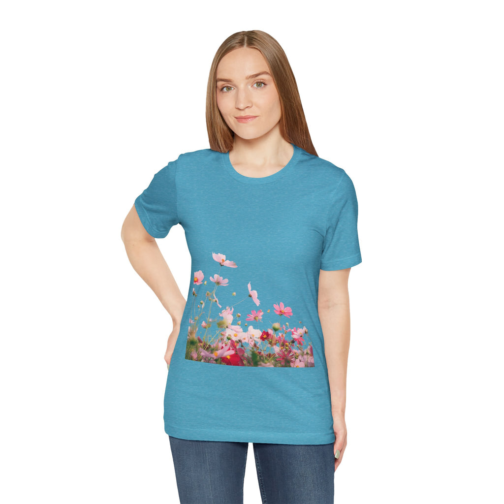 Floral Meadow Tee – Pink Wildflower Field Graphic T-Shirt