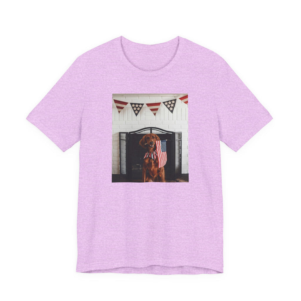 Patriotic Dog T-Shirt - Photo Print with American Flag Bunting