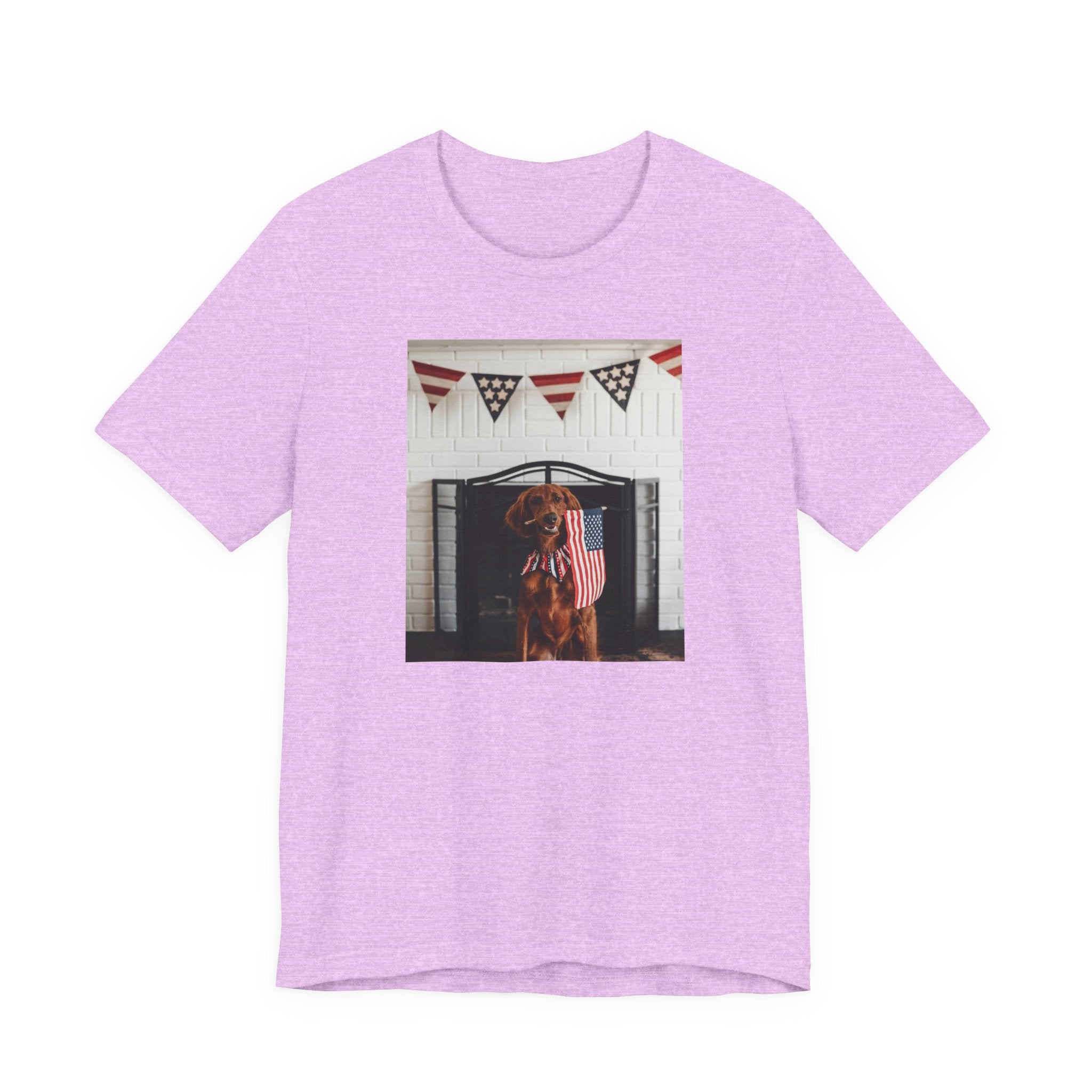 Patriotic Dog T-Shirt - Photo Print with American Flag Bunting