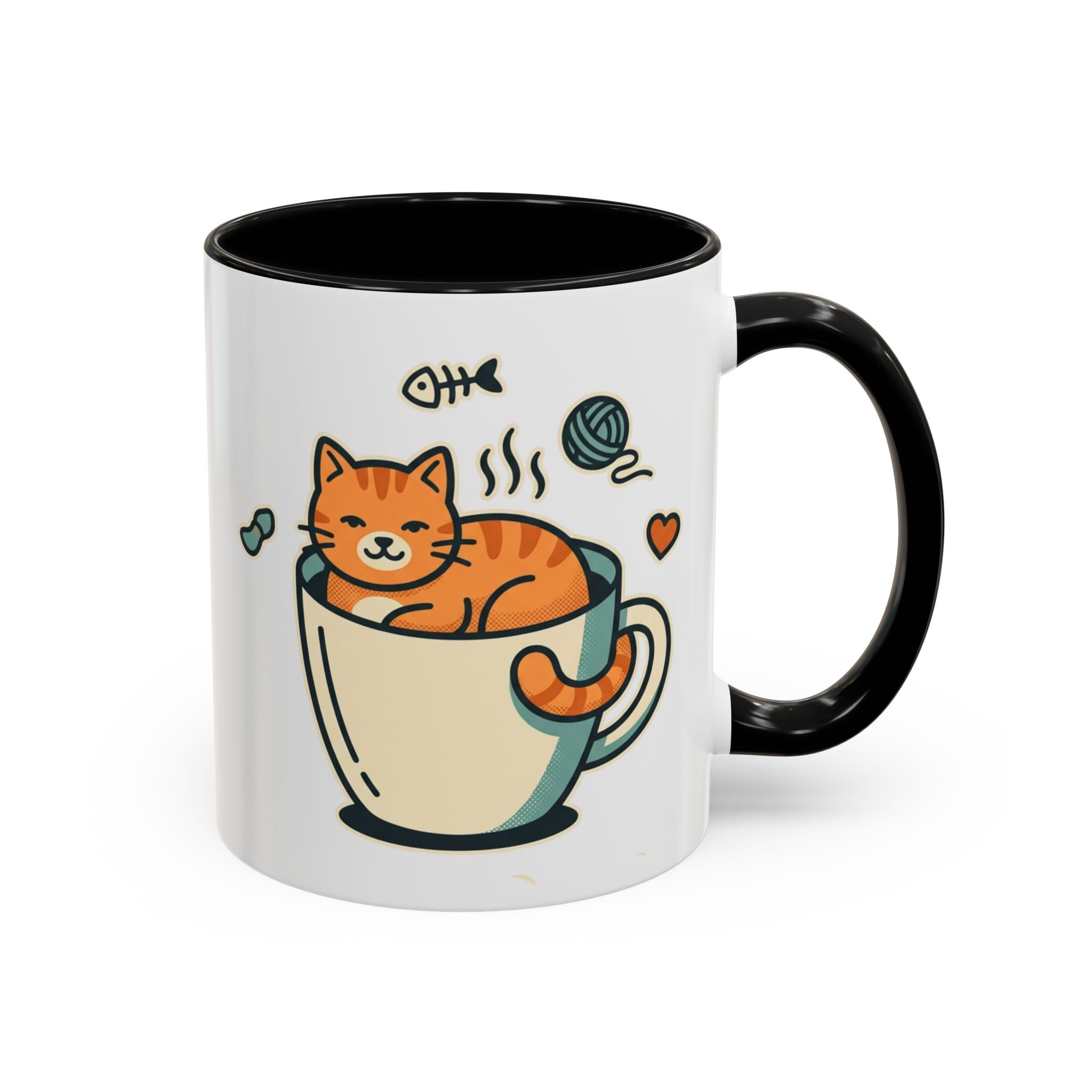 Cat in Cup Coffee Mug — Cute Cat Lover Accent Mug (11/15oz)
