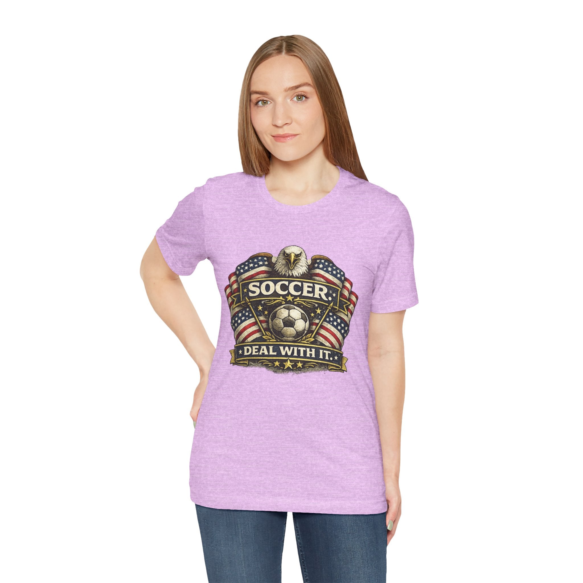 Soccer Deal With It T-Shirt — Patriotic Eagle Soccer Tee for Players & Fans