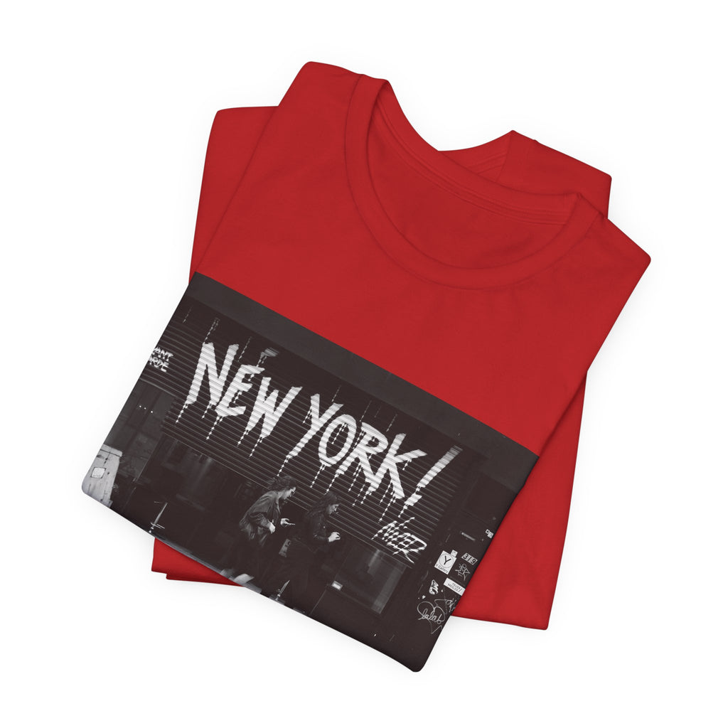 New York City Skyline Tee — Vintage Black & White 'NEW YORK!' Graphic Shirt