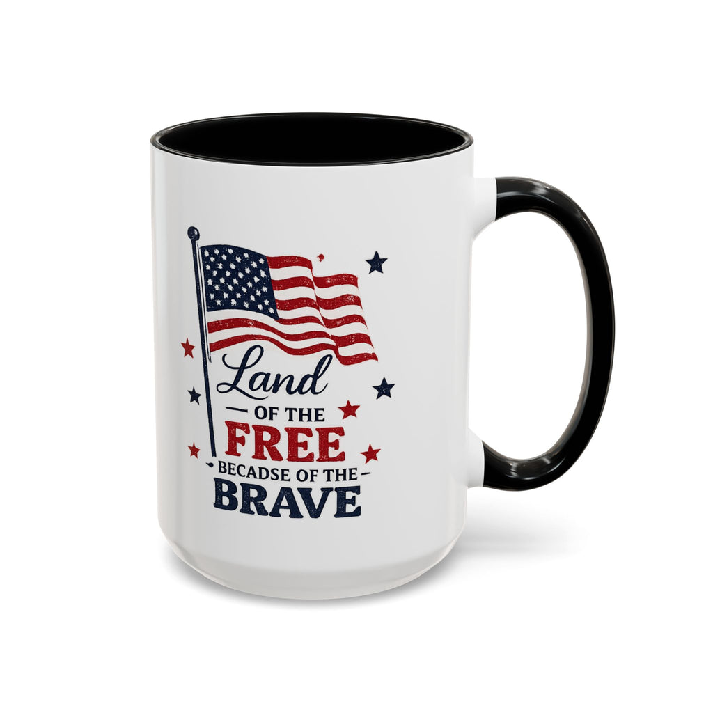 Patriotic Coffee Mug — "Land of the Free Because of the Brave" Accent Mug