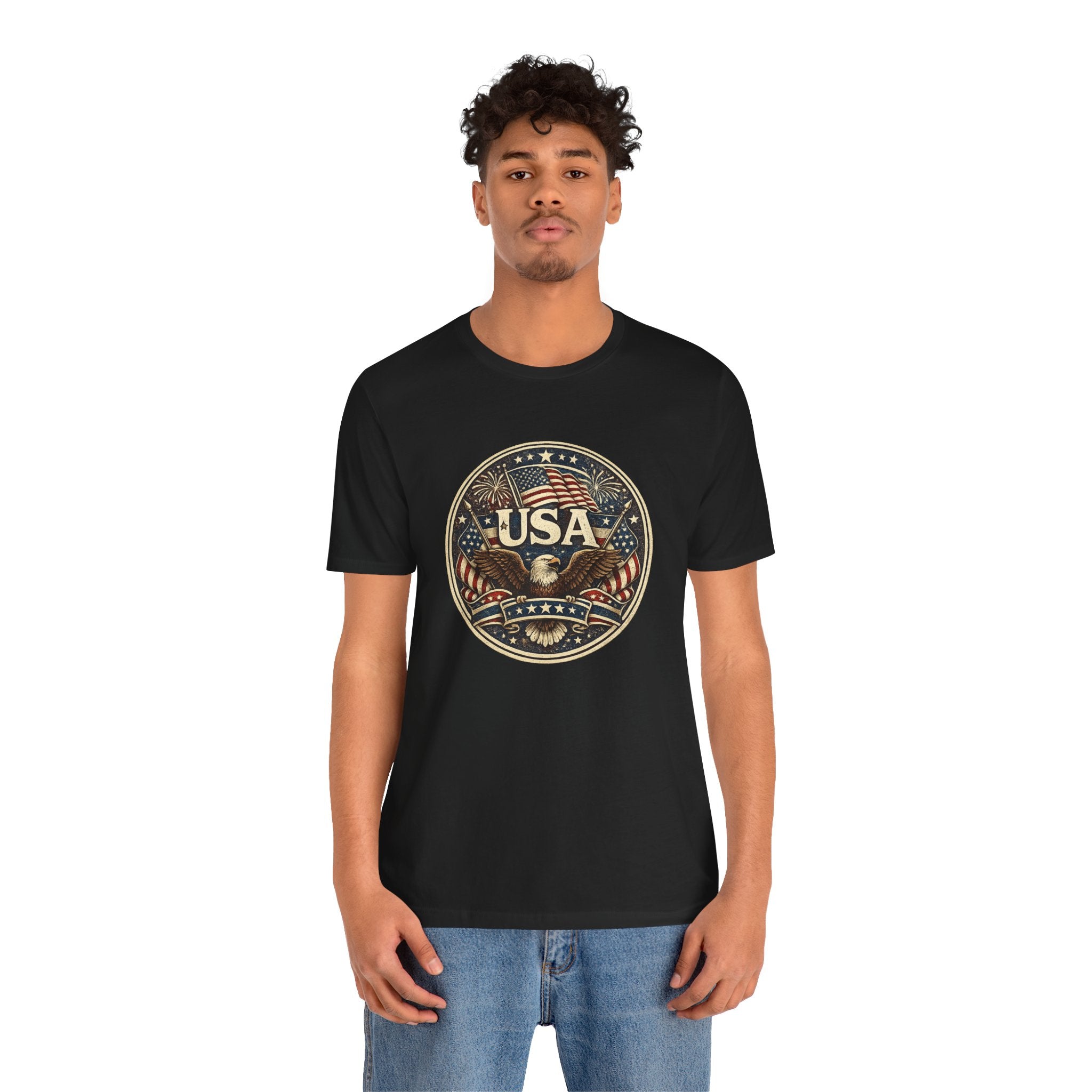USA Eagle Vintage Patriotic T-Shirt — American Flag Graphic Tee