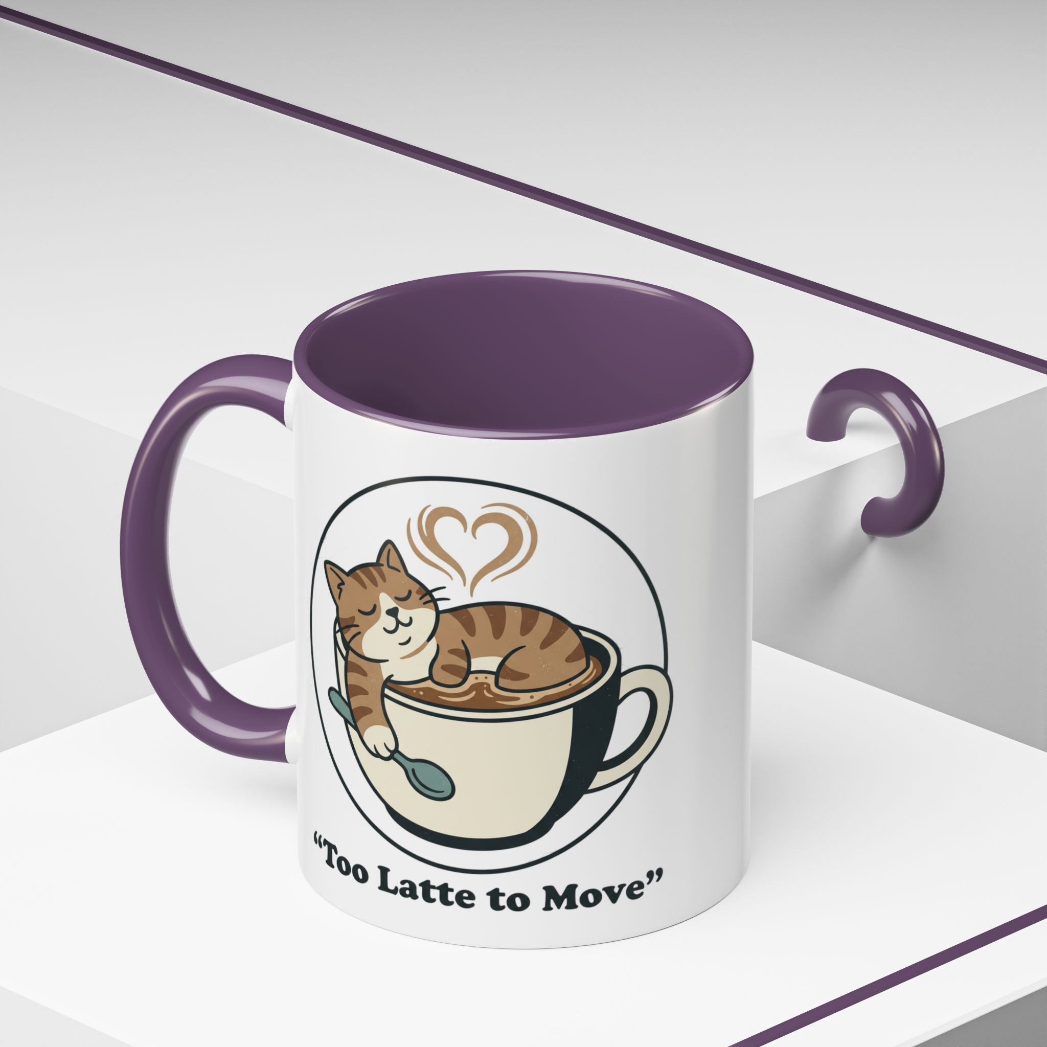 Latte Cat Coffee Mug – "Don't Wake Me, I'll Move" Cute Cat Latte Art Ceramic Accent Mug