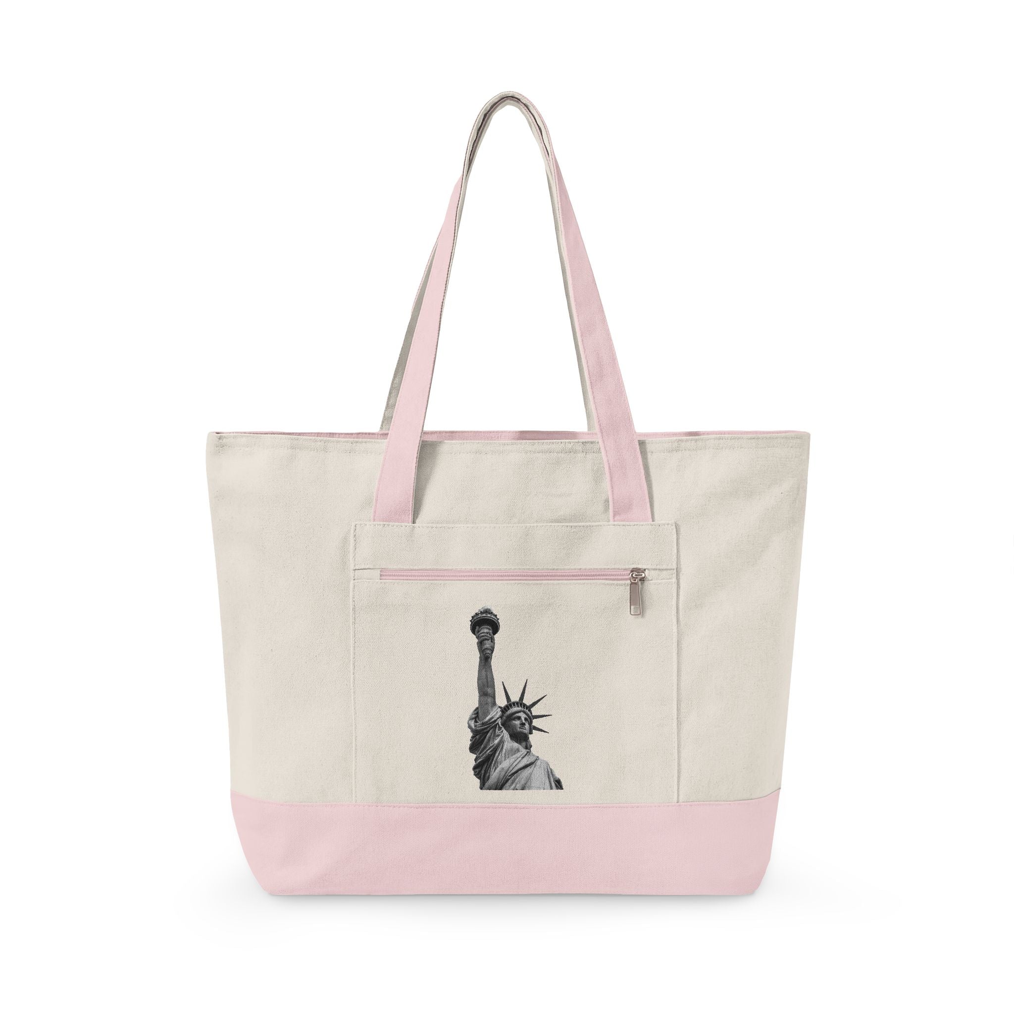 Statue of Liberty Canvas Tote — Zippered Eco Travel Bag