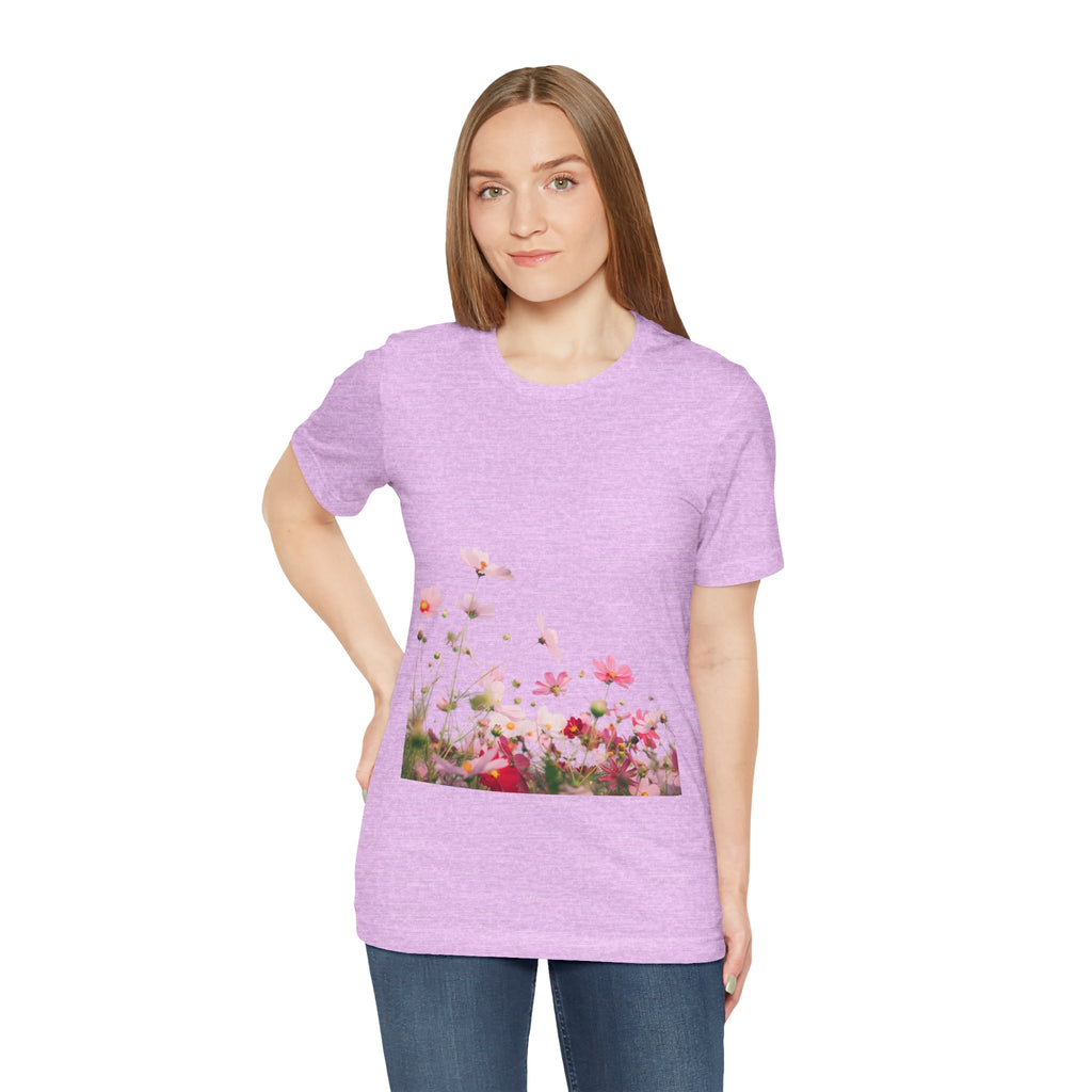 Floral Meadow Tee – Pink Wildflower Field Graphic T-Shirt