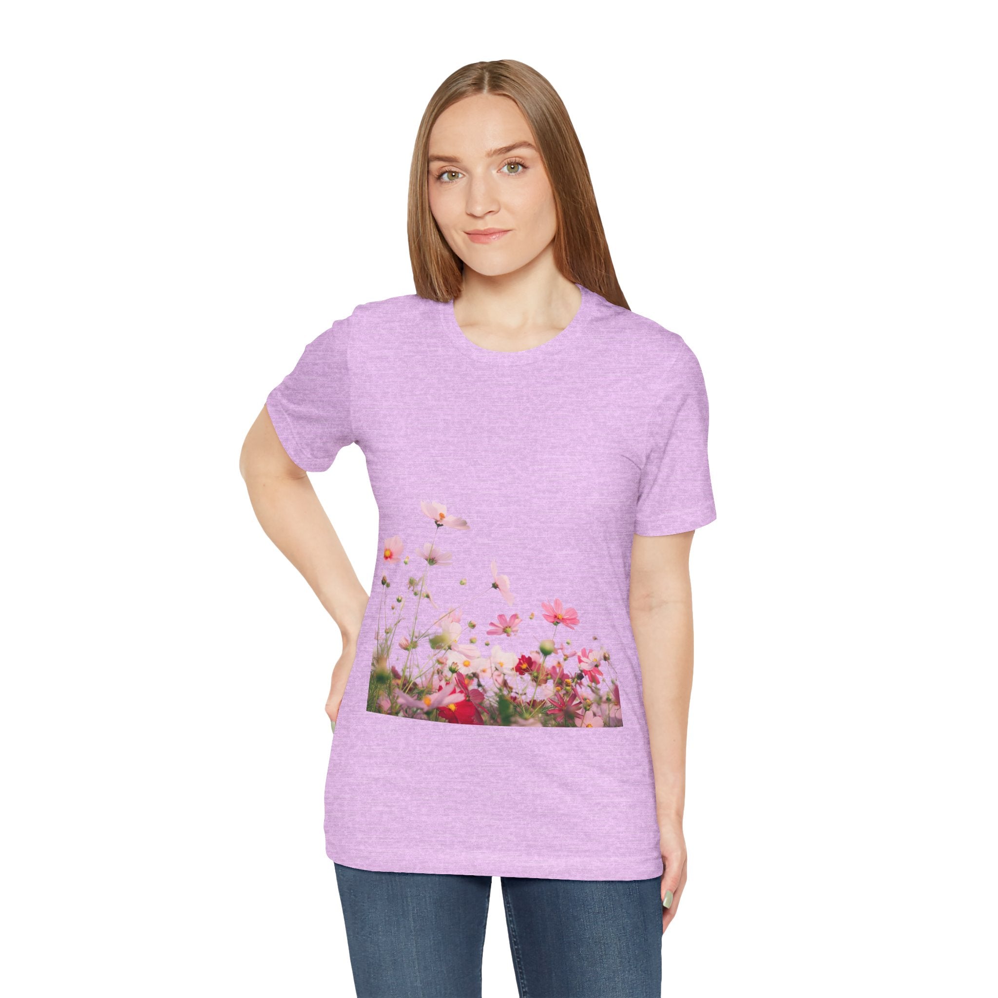 Floral Meadow Tee – Pink Wildflower Field Graphic T-Shirt