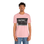 New York City Skyline Tee — Vintage Black & White 'NEW YORK!' Graphic Shirt