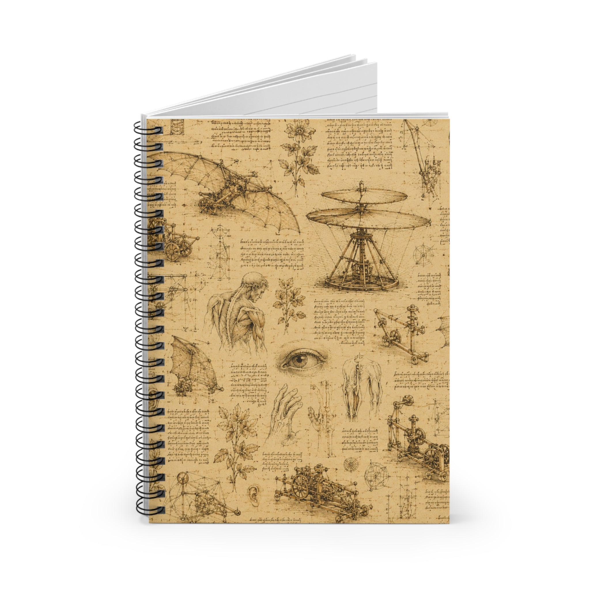 Vintage Leonardo Da Vinci Sketches Spiral Notebook – Ruled Journal
