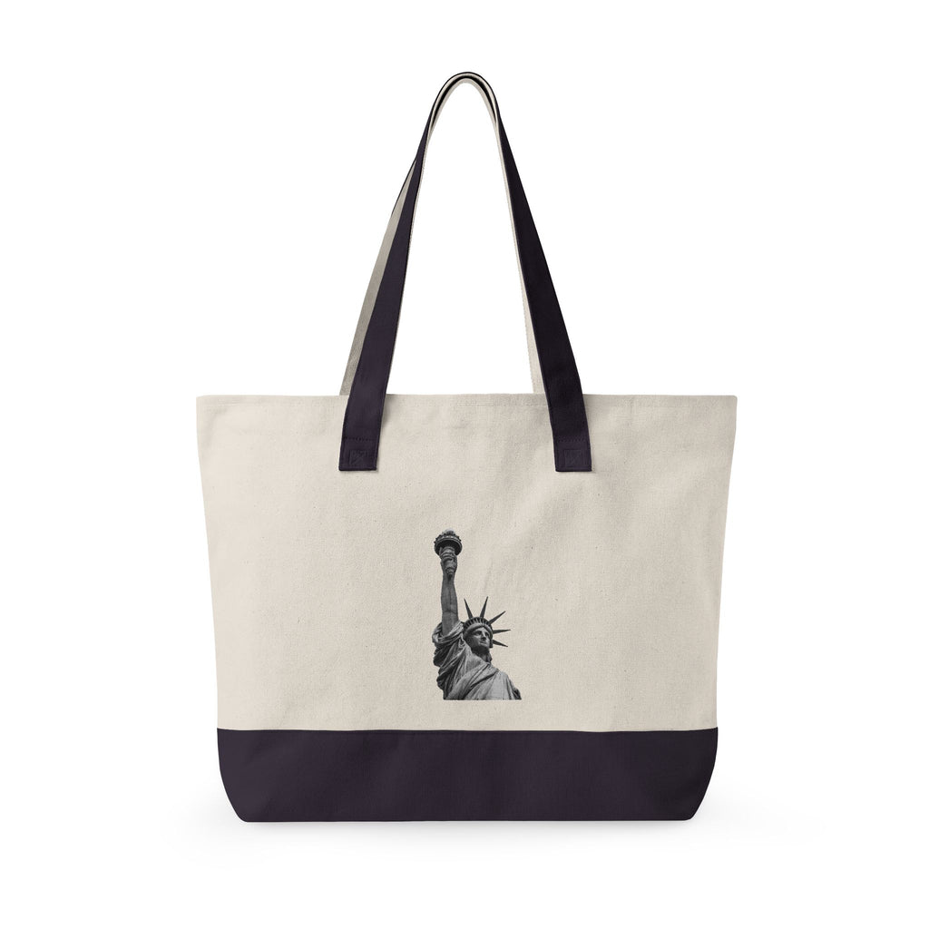 Statue of Liberty Canvas Tote — Zippered Eco Travel Bag