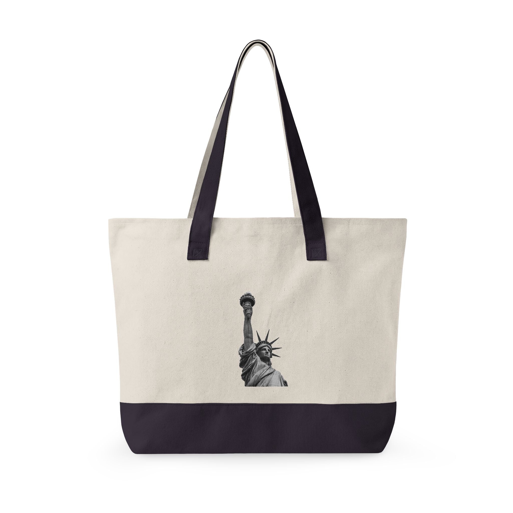 Statue of Liberty Canvas Tote — Zippered Eco Travel Bag