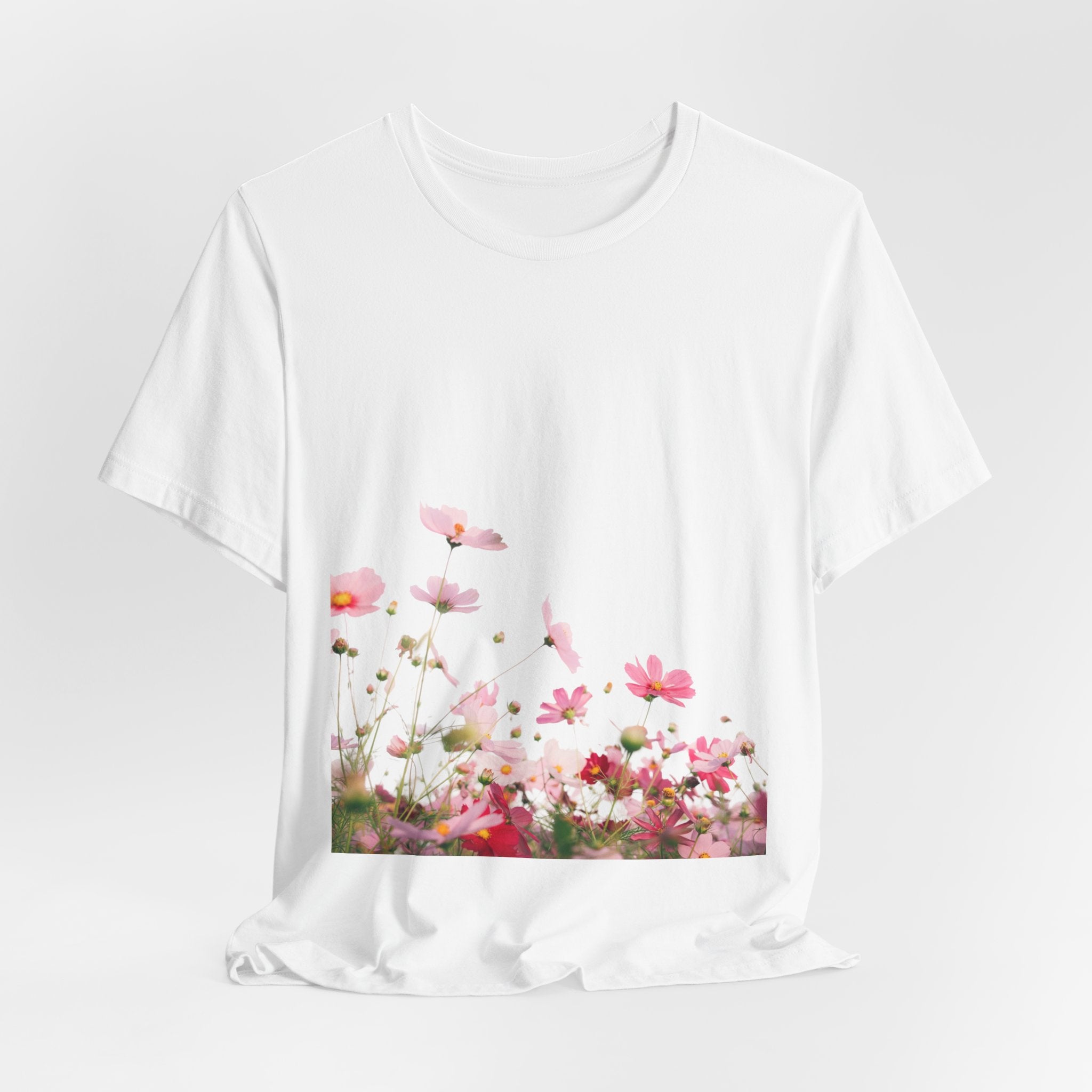 Floral Meadow Tee – Pink Wildflower Field Graphic T-Shirt