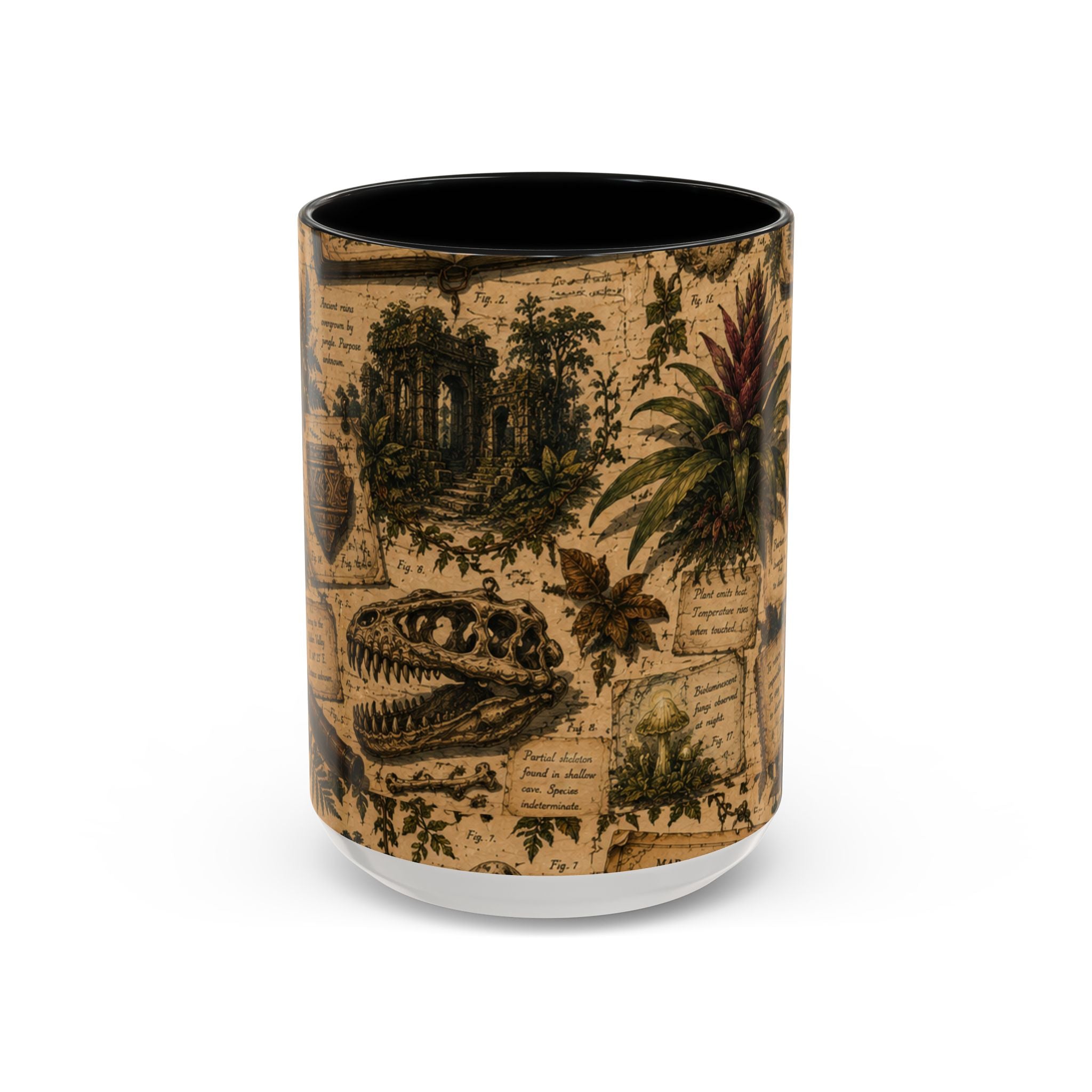 Vintage Natural History Coffee Mug — Botanical & Fossil Illustration Accent Mug