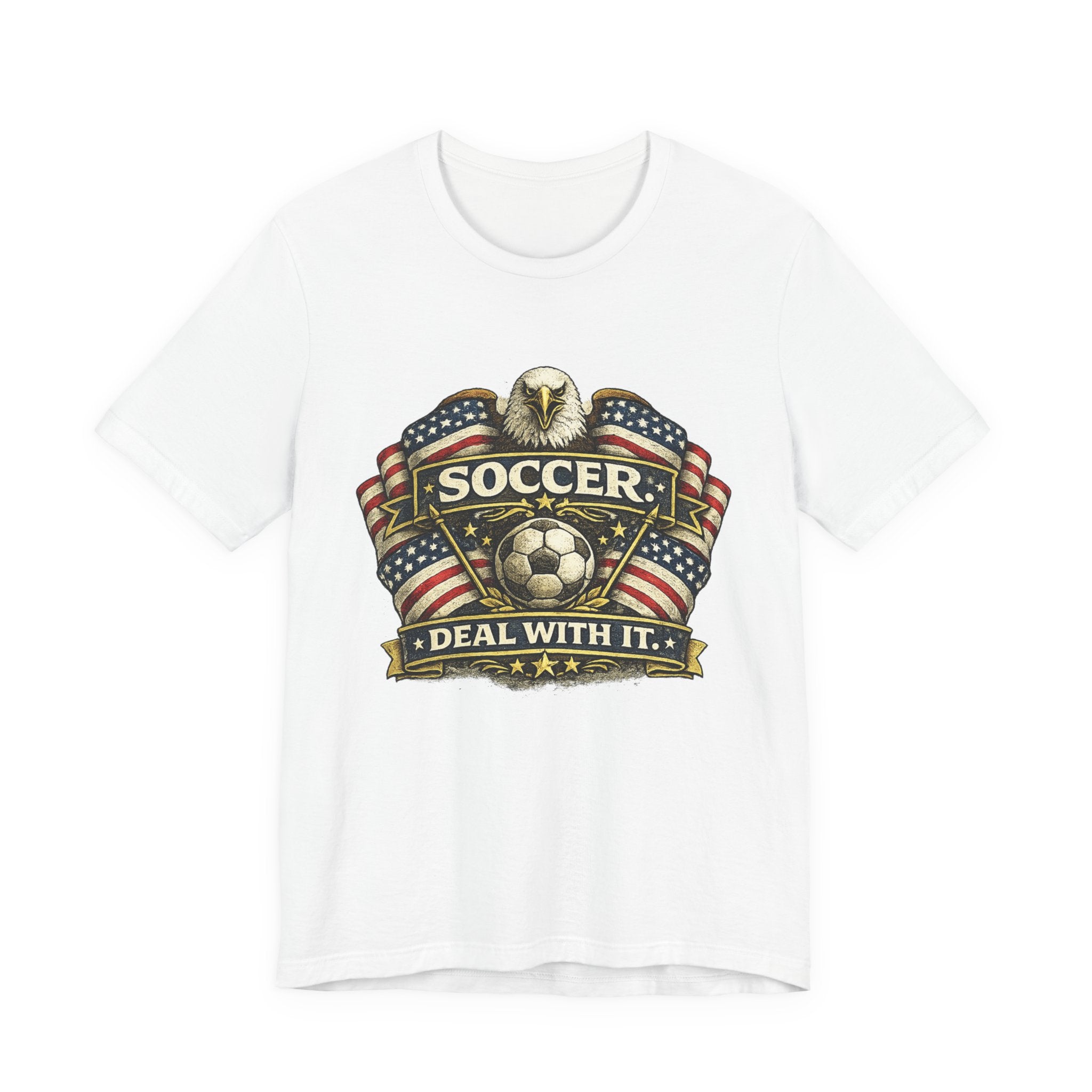 Soccer Deal With It T-Shirt — Patriotic Eagle Soccer Tee for Players & Fans