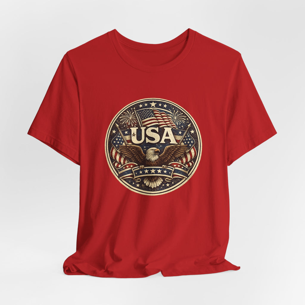 USA Eagle Vintage Patriotic T-Shirt — American Flag Graphic Tee