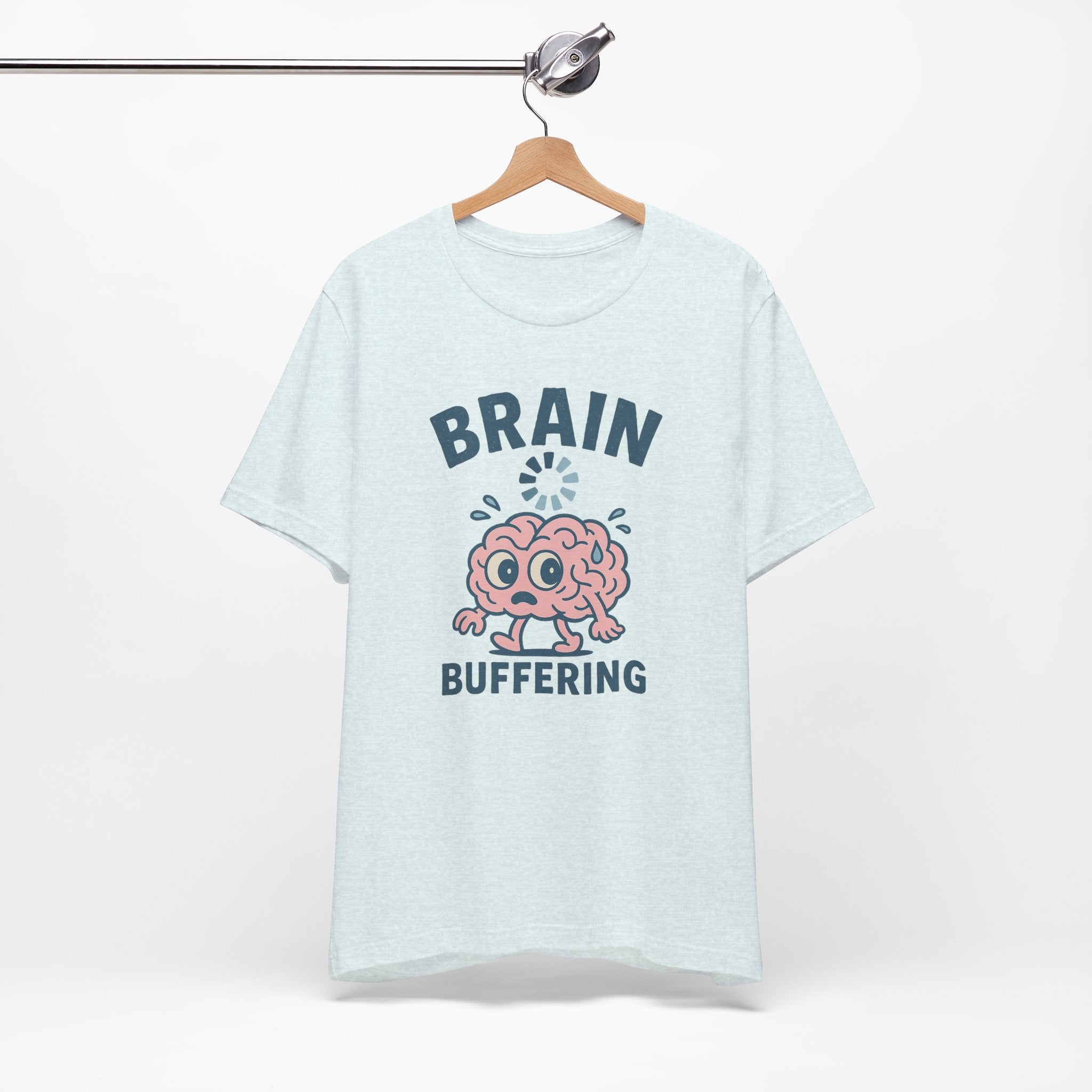 Brain Buffering T‑Shirt — Cute Cartoon Brain Graphic Tee for Neuro Humor