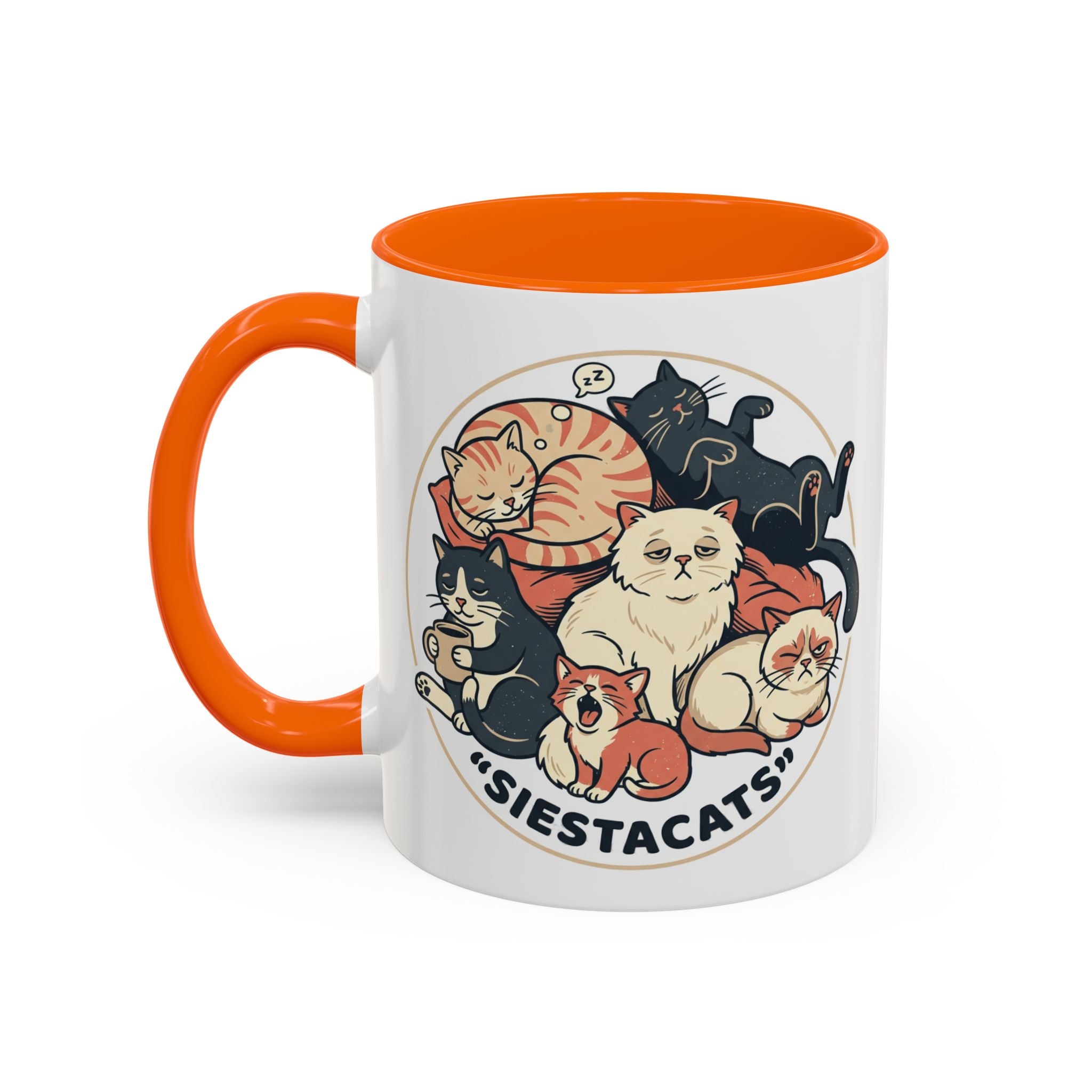 Cat Jester Accent Coffee Mug – Whimsical Vintage Cat Illustration (11/15oz)