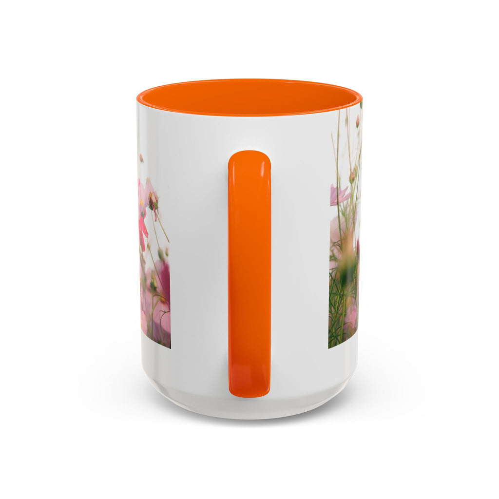 Floral Cosmos Accent Coffee Mug — Pink Wildflower Tea & Coffee Cup (11/15oz)