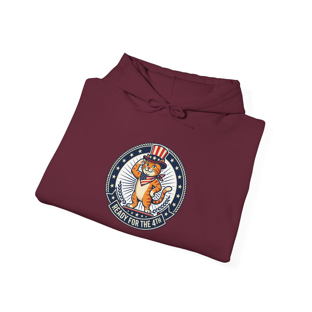 Patriotic Cat Hoodie — "Ready for the Stars" Graphic Pullover