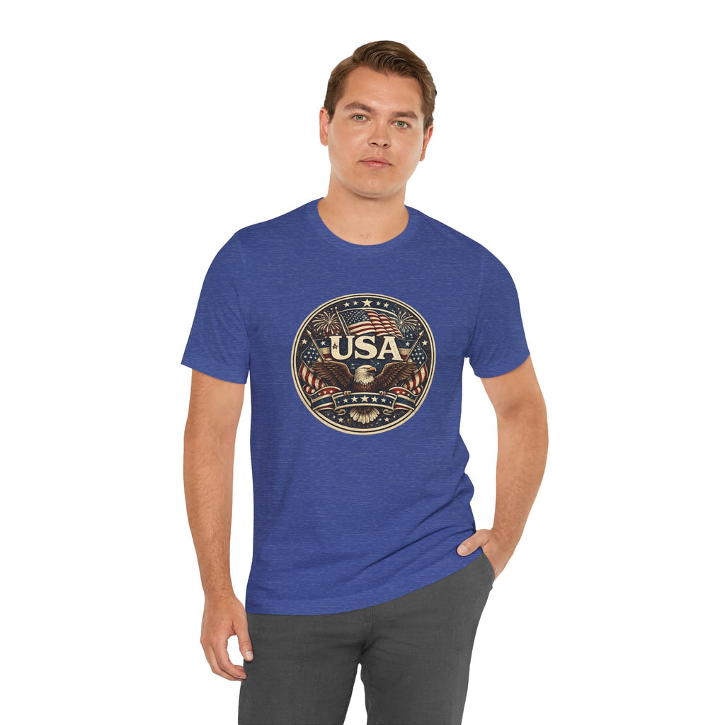 USA Eagle Vintage Patriotic T-Shirt — American Flag Graphic Tee