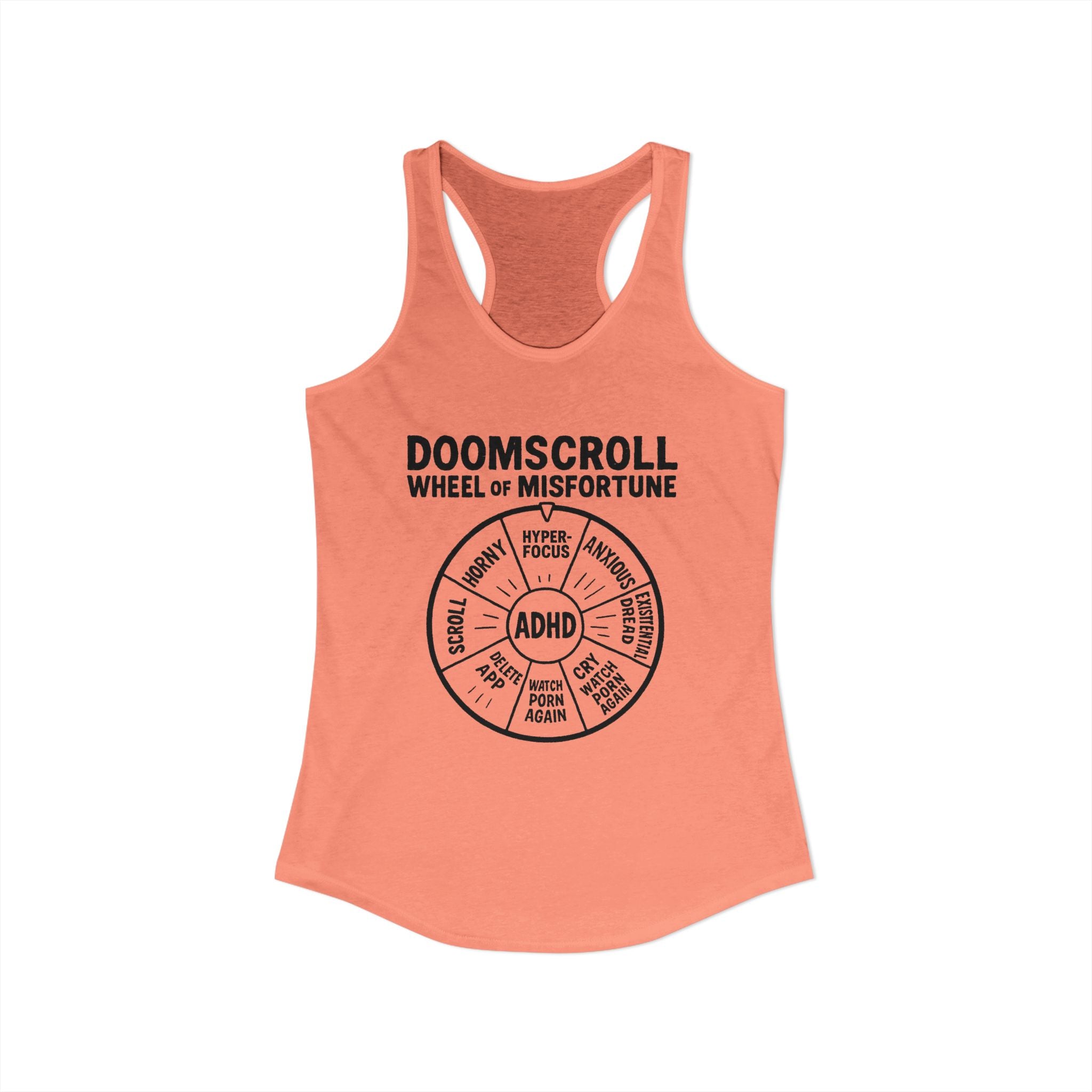 "DOOMSCROLL: Wheel of Misfortune" ADHD tank top