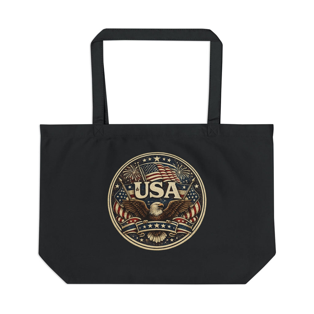 USA Eagle Canvas Tote Bag — Patriotic American Flag Market Tote
