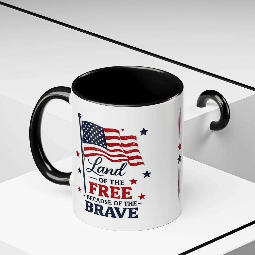 Patriotic Coffee Mug — "Land of the Free Because of the Brave" Accent Mug