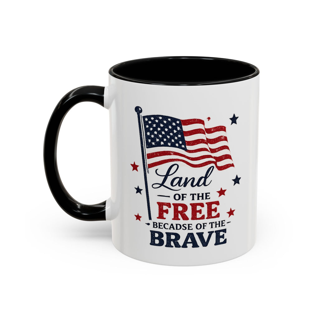 Patriotic Coffee Mug — "Land of the Free Because of the Brave" Accent Mug