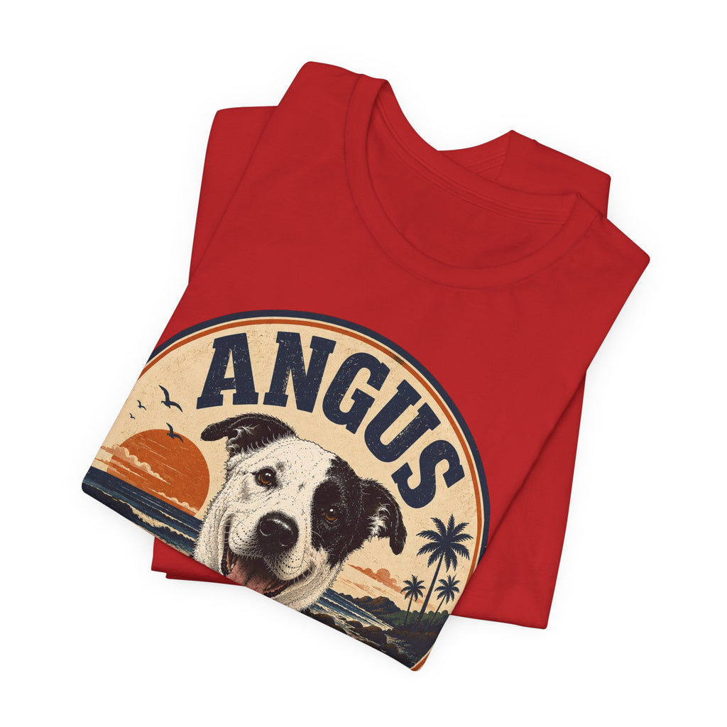 Angus Dog Tee — Retro Beach Portrait T-Shirt