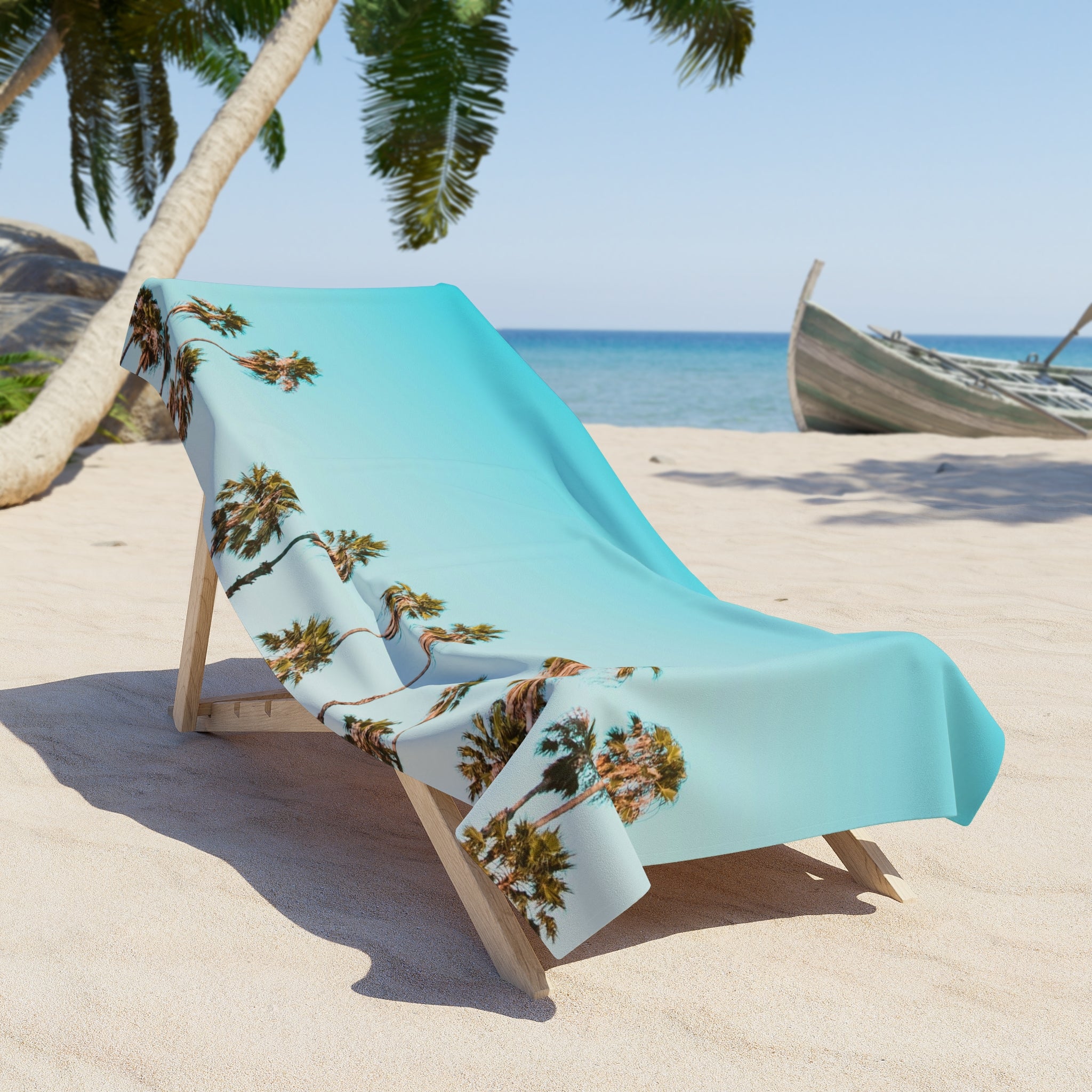 Palm Trees Beach Towel – Turquoise Sky Coastal Pool & Travel Towel
