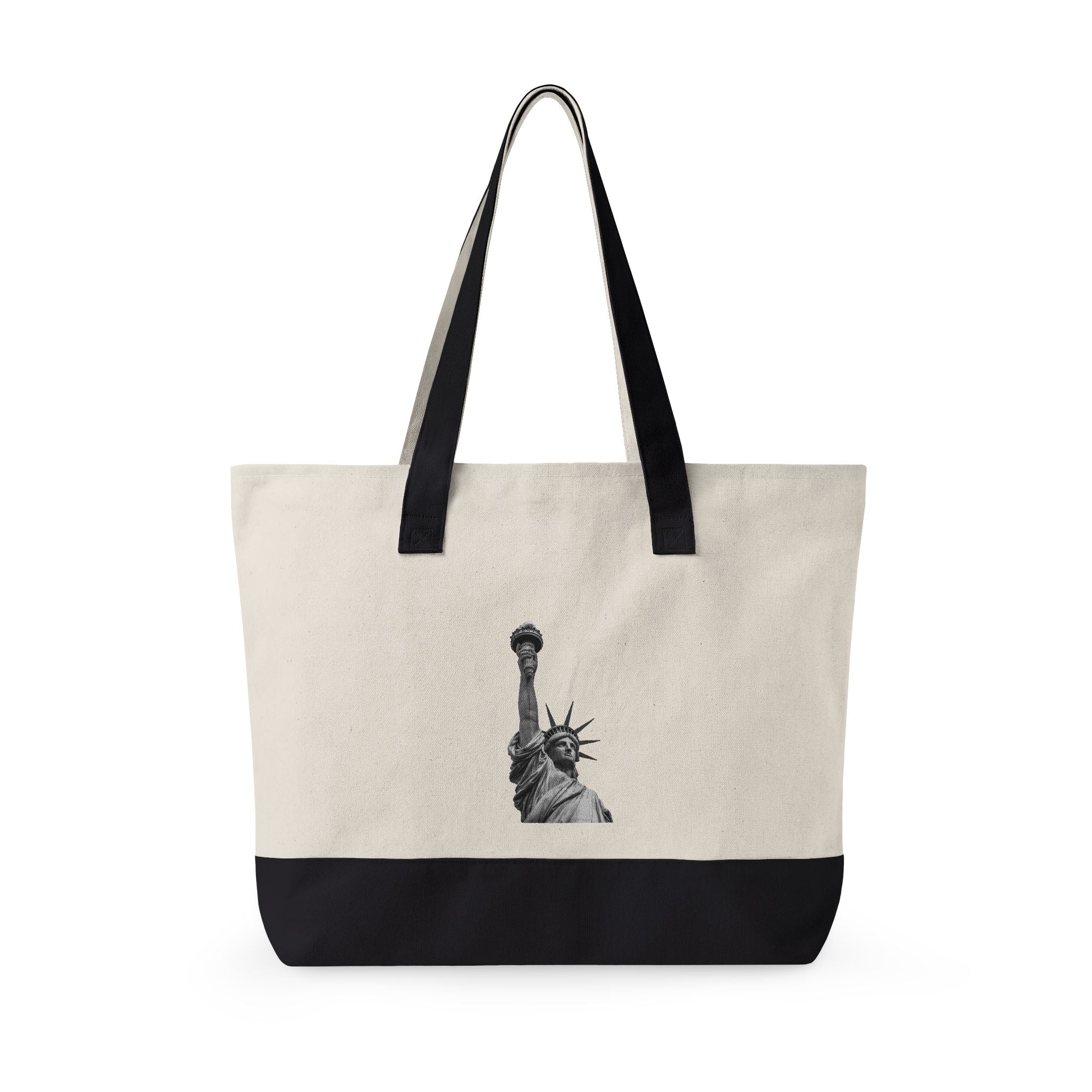 Statue of Liberty Canvas Tote — Zippered Eco Travel Bag