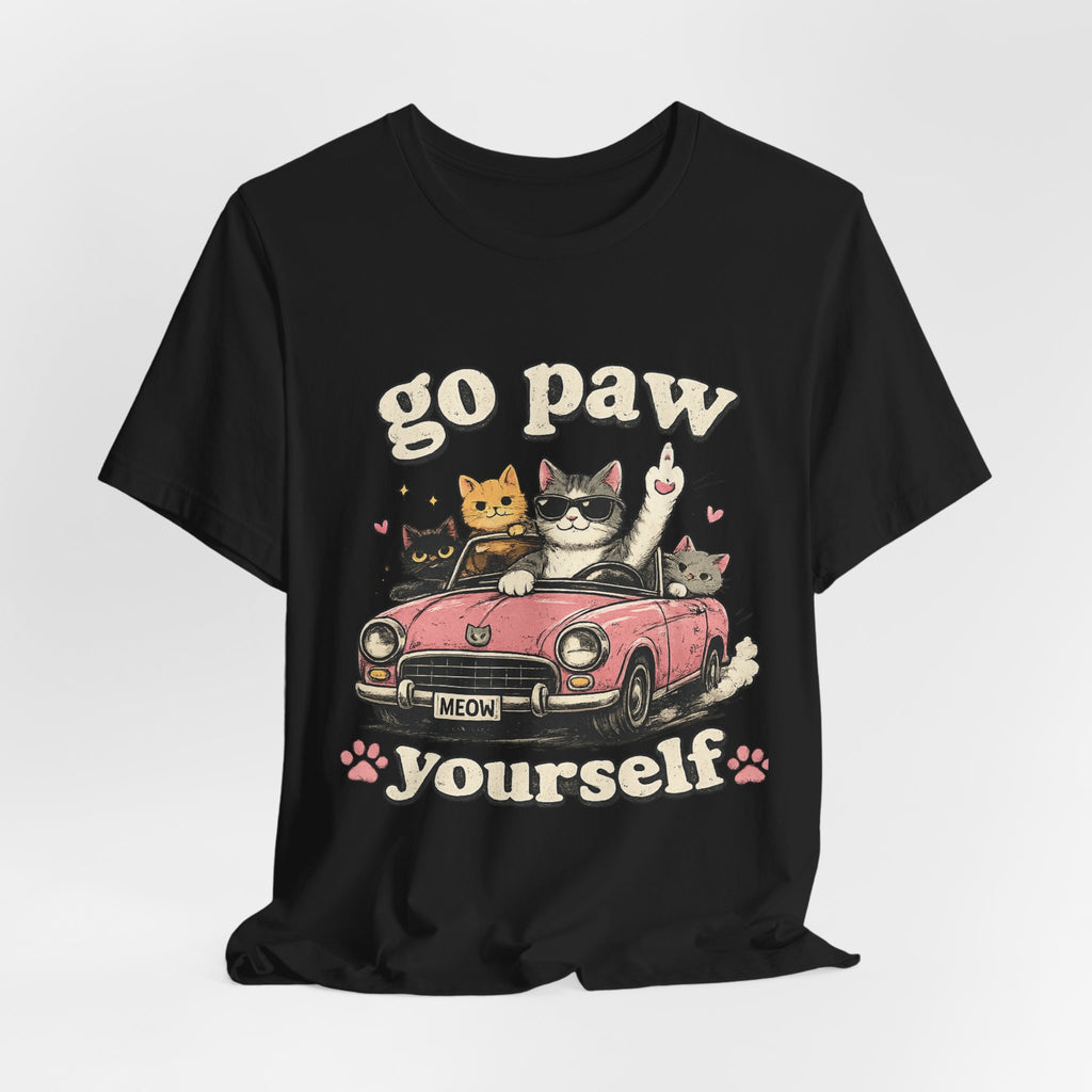 Go Paw Yourself Cat Tee – Cute Retro Cats in Convertible T‑Shirt