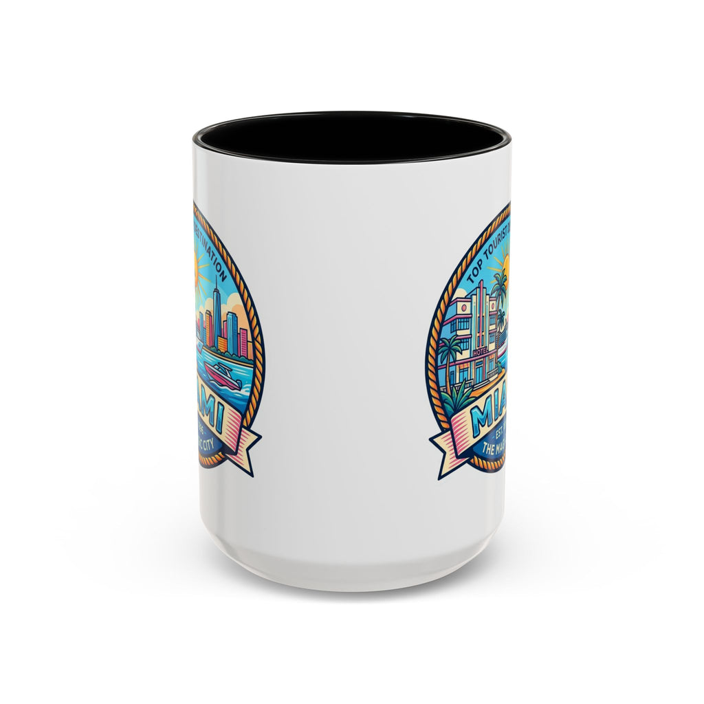 Miami Vintage Travel Accent Coffee Mug – 'Miami' Scenic Beach & Skyline Design (11/15oz)