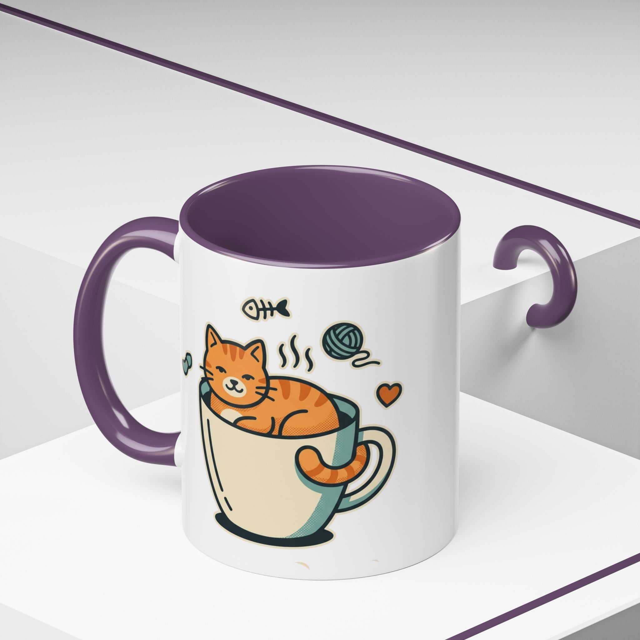 Cat in Cup Coffee Mug — Cute Cat Lover Accent Mug (11/15oz)